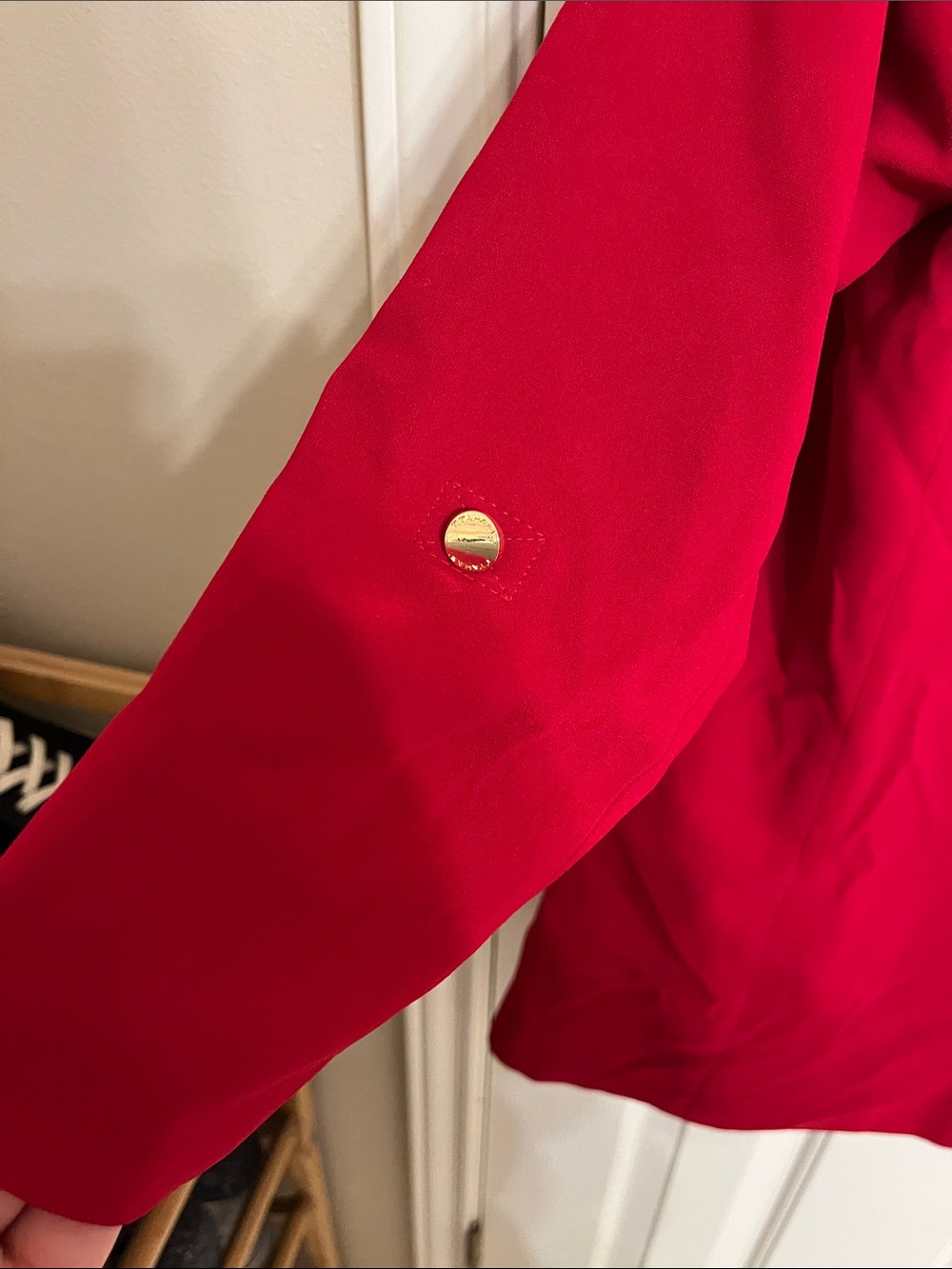 Tahari Vibrant Red Open-Front Blazer Jacket - Picture 6 of 9